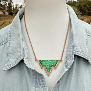 NWT Teal Turquoise Goldtone Druzy Western Boho Cowgirl Necklace